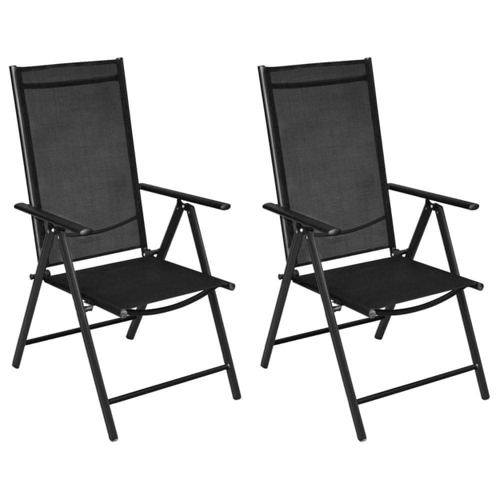 Vidaxl Skladacie záhradné stoličky 2 ks, hliník a textilén, čierne